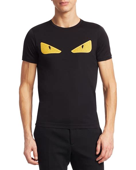 fendi shirt men eyes small logo|fendi logo print t shirt.